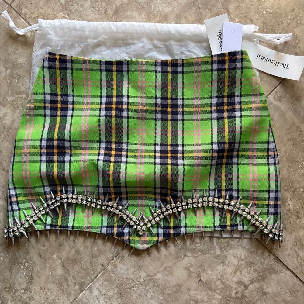 DISCOUNTED AREA embellished wool mini skirt(with defects)